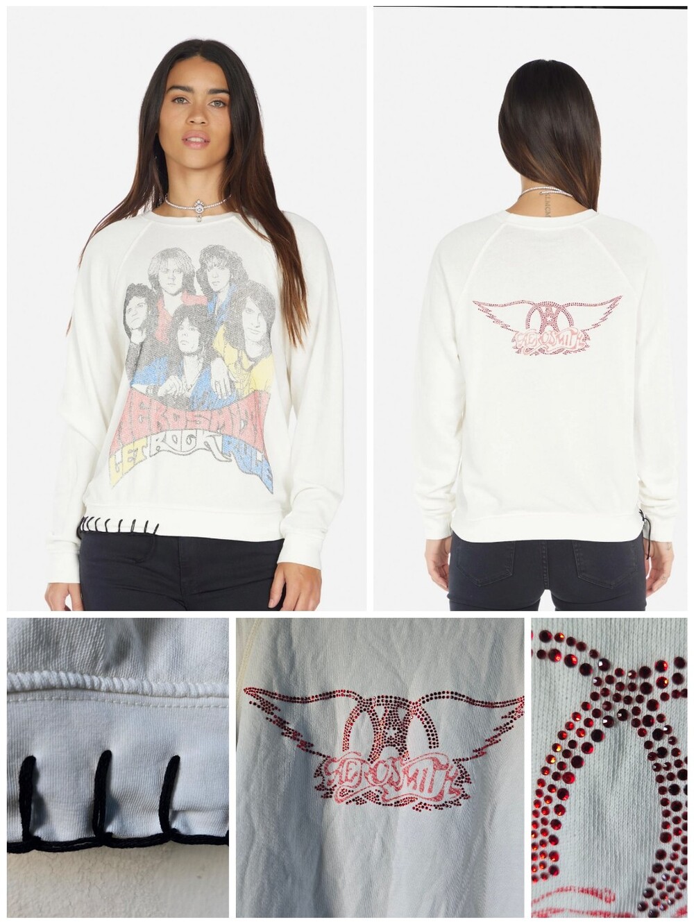 Lauren Moshi Crystal Vintage Aerosmith anela sweatshirt
